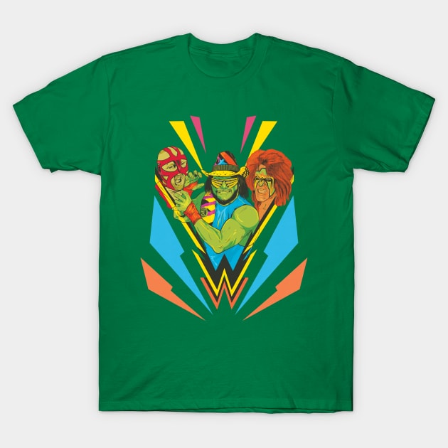 Technicolor Wrestling T-Shirt by rjartworks